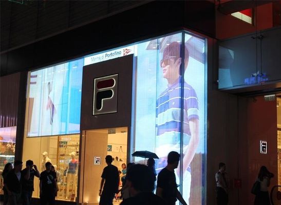 Açıkhava Reklamcılığı Şeffaf LED Video Ekranı 16384 Alışveriş Merkezi Shenzhen Fabrikası İçin Nokta